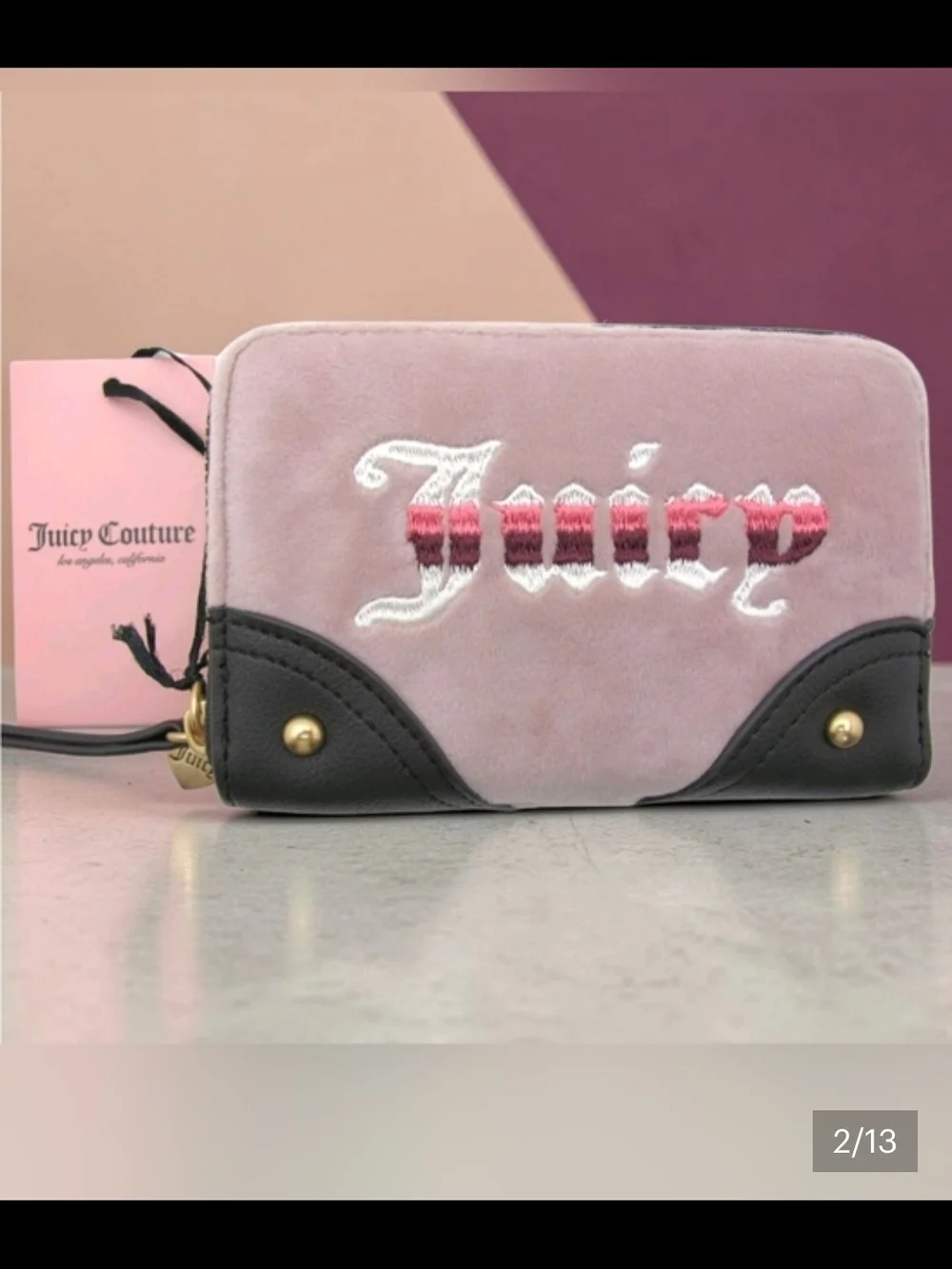 Juicy Couture Dusty Blush and Chocolate Double Zip Around Wallet-NWT!